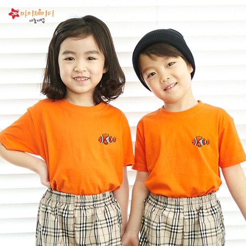 [환경사랑특집]국내산 순면 아트 티셔츠 반팔 _ 고급와펜자수 _ 행복한니모