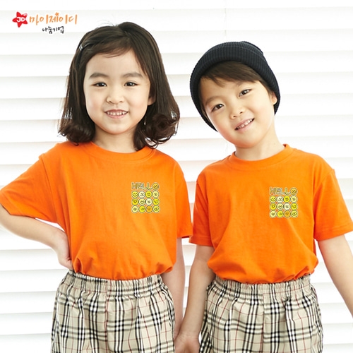 국내산 순면 아트 티셔츠 반팔 _ 온세상 친구들아 _ 헬로헬로  ＊심플디자인＊