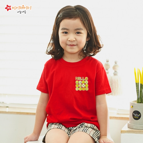 국내산 순면 아트 티셔츠 반팔 _ 온세상 친구들아 _ 헬로헬로  ＊심플디자인＊