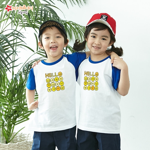 국내산 순면 나그랑 아트 티셔츠 반팔 _온세상 친구들아 _ 헬로헬로(5색)