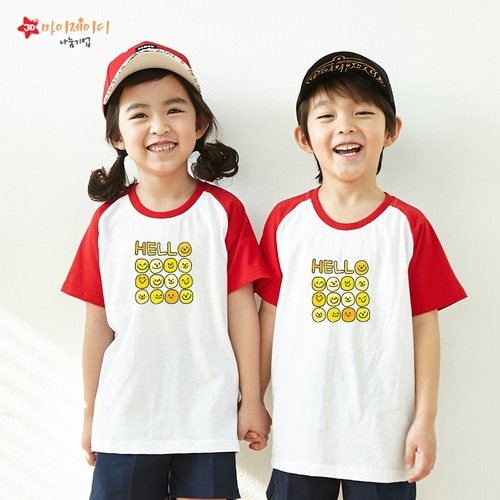 국내산 순면 나그랑 아트 티셔츠 반팔 _온세상 친구들아 _ 헬로헬로(5색)