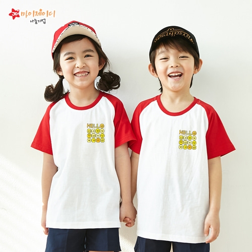 국내산 순면 나그랑 아트 티셔츠 반팔 _온세상 친구들아 _ 헬로헬로 ☆심플디자인☆