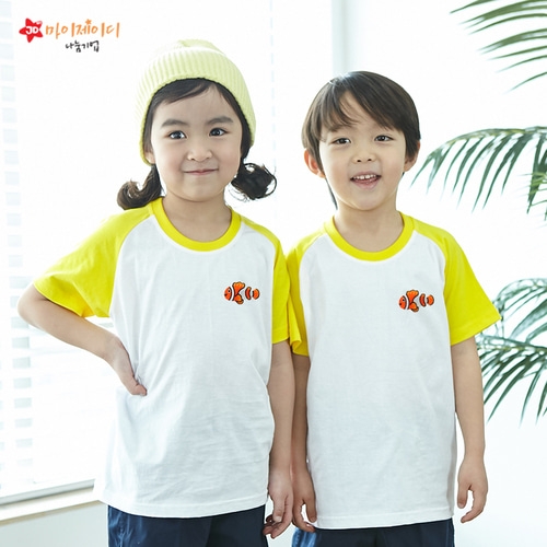 [환경사랑특집]국내산 순면 나그랑 티셔츠 반팔 _ 고급와펜자수 _ 행복한니모