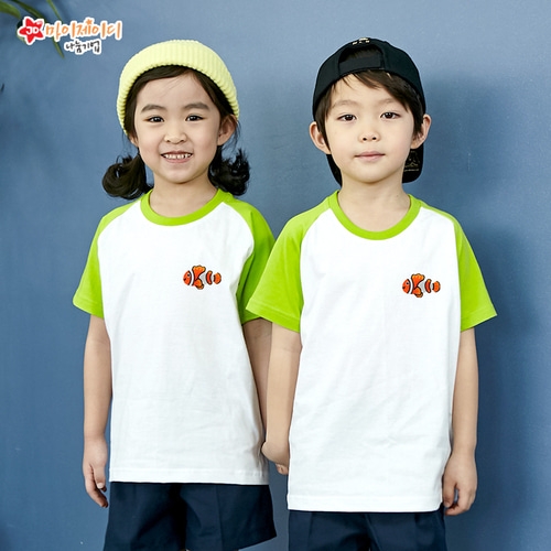 [환경사랑특집]국내산 순면 나그랑 티셔츠 반팔 _ 고급와펜자수 _ 행복한니모