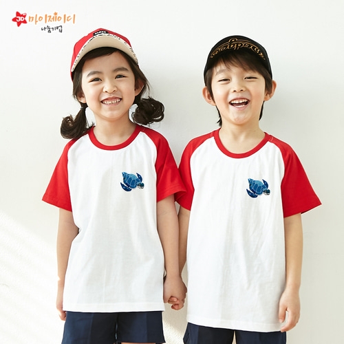 [환경사랑특집]국내산 순면 나그랑 티셔츠 반팔 _ 고급와펜자수 _ 거북이의꿈