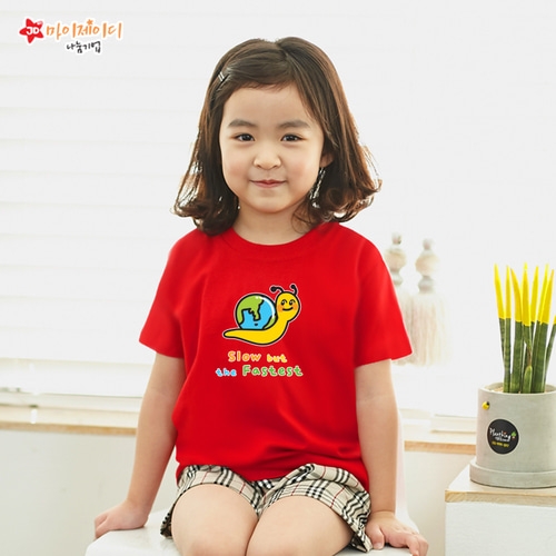 국내산 쿨론 100％ 아트 디자인 반팔_ 지구를 사랑하는 _ 빠른달팽이