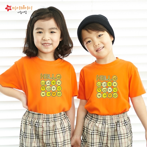 국내산 쿨론100％ 아트 디자인 반팔_온세상 친구들아 _ 헬로헬로