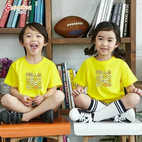 국내산 쿨론100％ 아트 디자인 반팔_온세상 친구들아 _ 헬로헬로