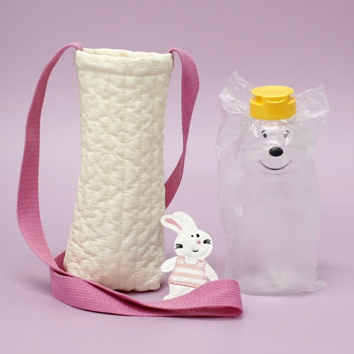 누빔천 텀블러 백+곰돌이 투명물병