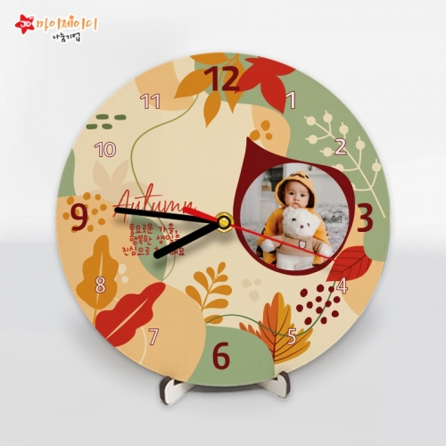 고급 우드 시계 무소음 포토 _생일 축하 시계 사계절 (벽걸이 탁상용 겸용)
