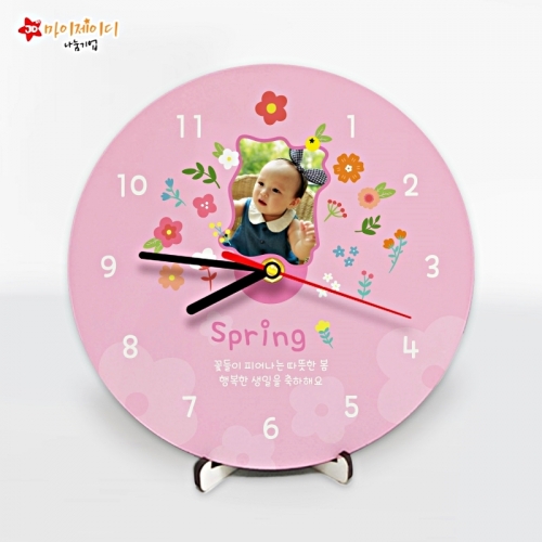 고급 우드 시계 무소음 포토 _생일 축하 시계 사계절 (벽걸이 탁상용 겸용)