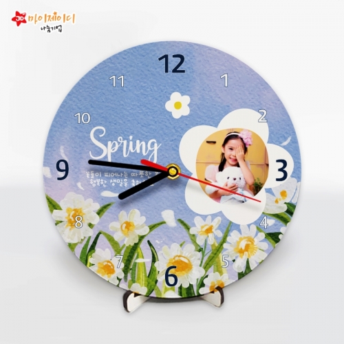 고급 우드 시계 무소음 포토 _생일 축하 시계 사계절 (벽걸이 탁상용 겸용)