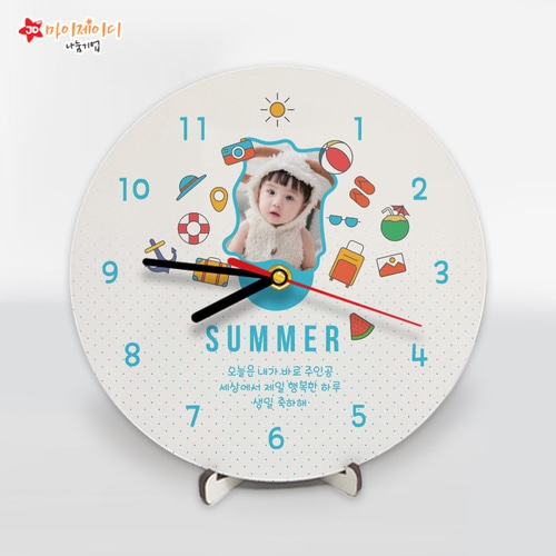 고급 우드 시계 무소음 포토 _생일 축하 시계 사계절 (벽걸이 탁상용 겸용)