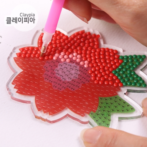 어린이 보석십자수 카네이션 브로치 카네이션뱃지 만들기