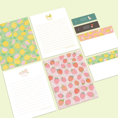 달콤새콤 프루츠 편지지 FL112(4종1세트)