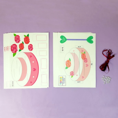 [탑키드] 만들기 카네이션 케이크 효도쿠폰 카드 (5인용)