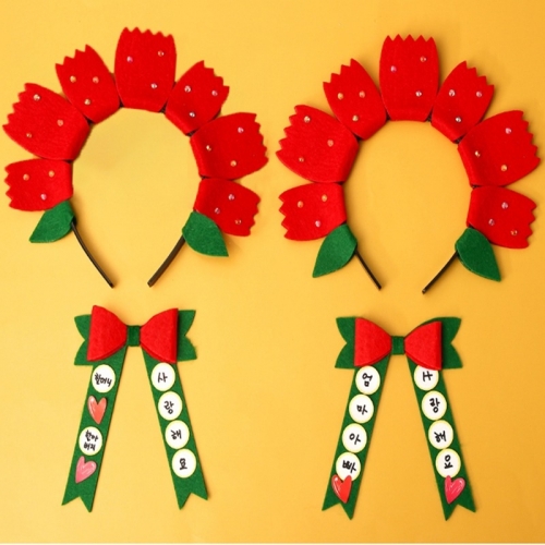 어버이날 만들기 부직포 카네이션 화한 머리띠 만들기set