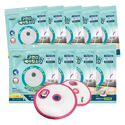 구연산 베이킹소다 145mm 원형 물걸레 3겹 청소포 22매_9팩 + 벨크로패드 1세트 엣지 쓰리스핀 코드제로 세라봇