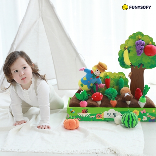 퍼니소피 헝겊 꼬마농부 텃밭체험 과일야채세트 (시장놀이가방3종+화폐놀이 증정)