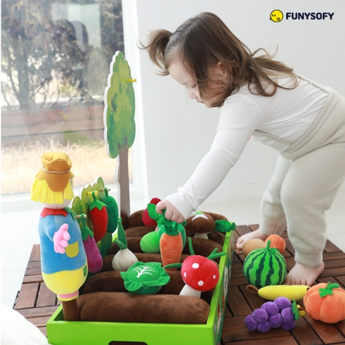 퍼니소피 헝겊 꼬마농부 텃밭체험 과일야채세트 (시장놀이가방3종+화폐놀이 증정)