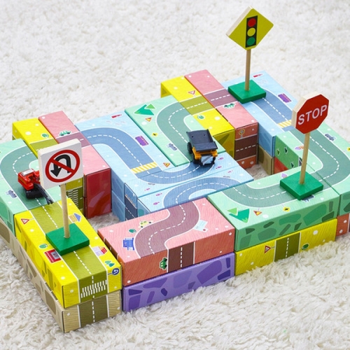 캐스비 튼튼 종이벽돌블럭 도로30pcs(2337)