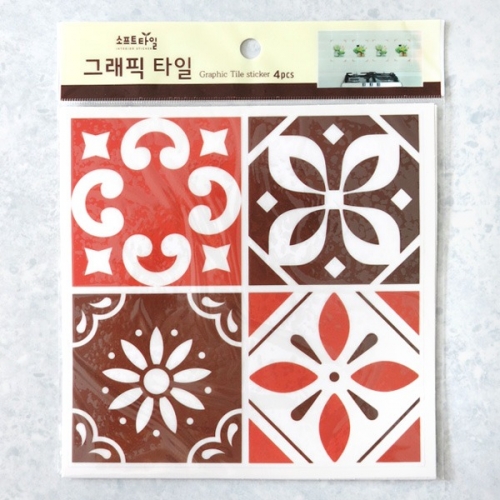 (스티커몰)그래픽타일(4매) 모던레드 CSGT-35