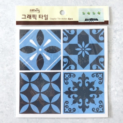 (스티커몰)그래픽타일(4매) 모던블루 CSGT-43