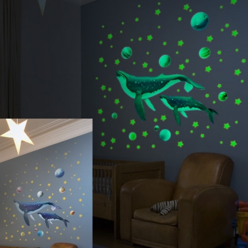 (스티커몰)데코야광인테리어 우주담은 고래 FDS-21219