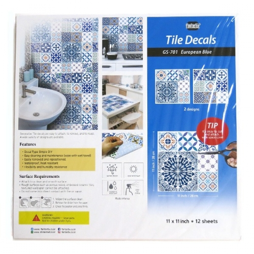 (스티커몰)모던TILE12PCS 유러피언블루 GS-12701