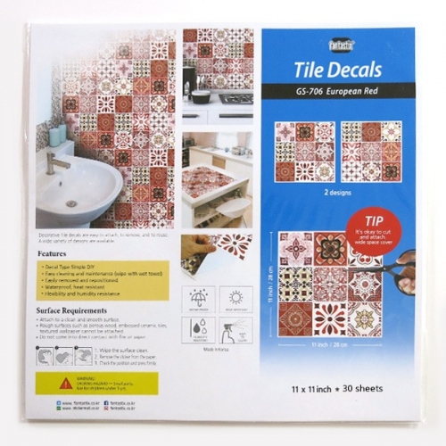 (스티커몰)모던TILE30PCS 유러피언레드 GS-30706