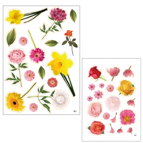 꽃 꾸미기 스티커_5매 (떼어쓰기)