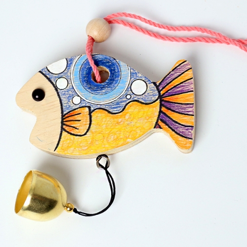 원목 물고기 도어벨