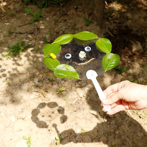 메이크문구 손잡이투명부채 원형