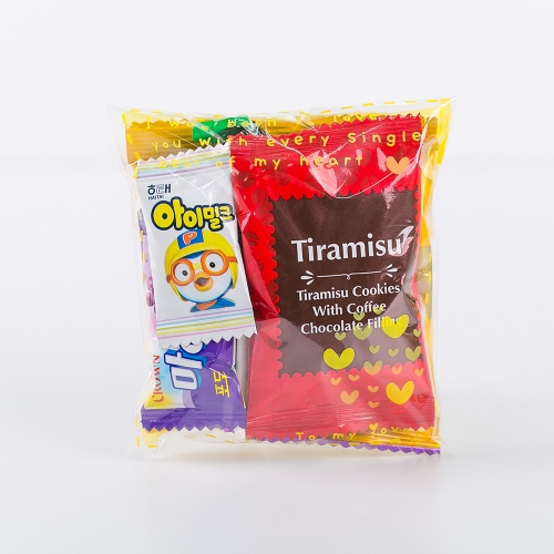 [답례품 구디백] 컬러하트 간식세트+무료스티커 졸업 입학 스티커 생일 간식 선물 방학 축하 G_GI0006