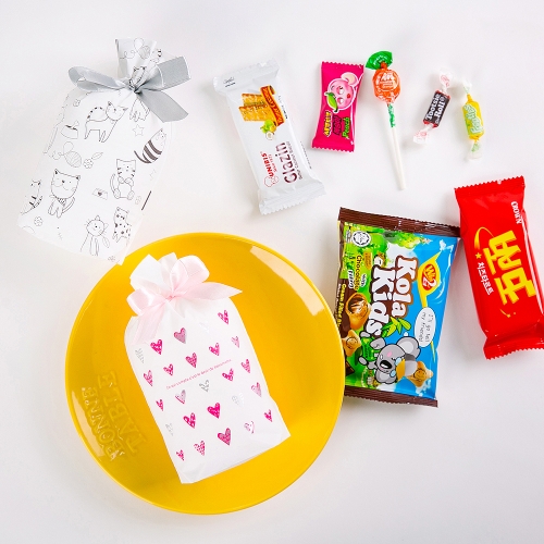 [답례품 구디백] 미니 리본 주머니+무료스티커 졸업 입학 스티커 생일 간식 선물 방학 축하 G_GI0027