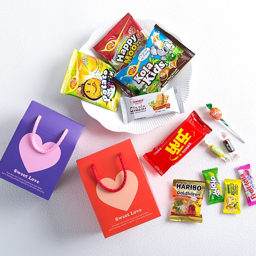 [답례품 구디백] 빵빵 하트 가방+무료스티커 졸업 입학 스티커 생일 간식 선물 방학 축하 G_GI0039