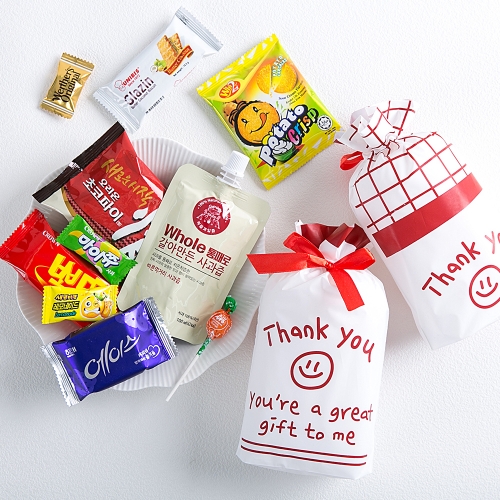 [답례품 구디백] 땡큐 리본 +무료스티커 졸업 입학 스티커 생일 간식 선물 방학 축하 G_GI0058