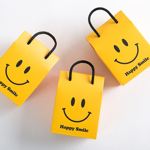 [답례품 구디백] 스마일 손잡이 구디백+무료스티커 졸업 입학 스티커 생일 간식 선물 방학 축하 G_GI0062