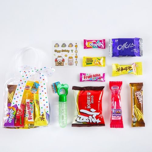 [답례품 구디백] 비눗방울 소풍 가방+무료스티커 졸업 입학 스티커 생일 간식 선물 방학 축하 G_GI0069