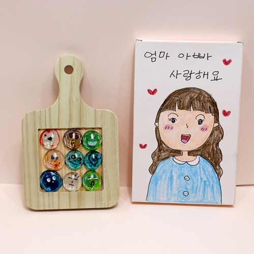 투명 유리구슬 원목 냄비받침