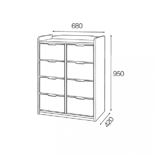 고무 다용도서랍장 8인용