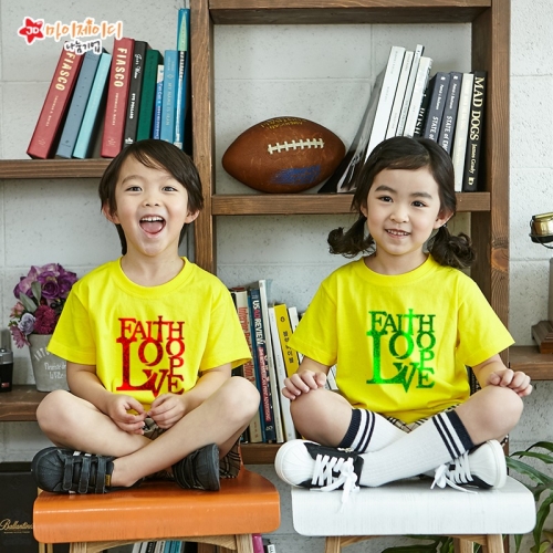 국내산 순면  반짝반짝 글리터 아트 티셔츠 반팔 _믿음소망사랑2