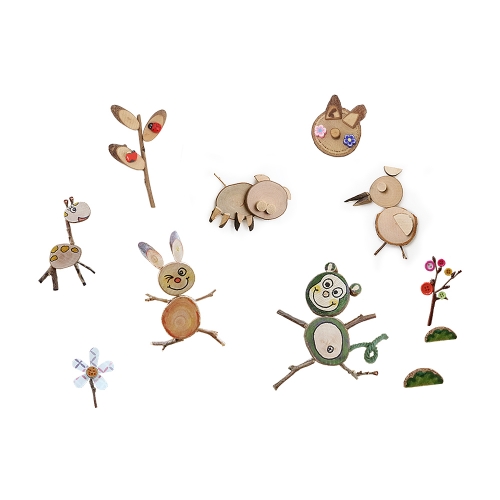 [만꾸] 에코우드 16종 자연물 나무조각세트