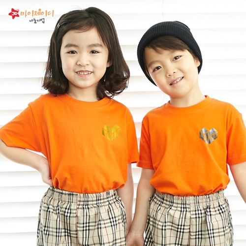 국내산 순면 반짝반짝 포일 아트 골드 실버 티셔츠 반팔 _하트인러브 ★심플디자인★