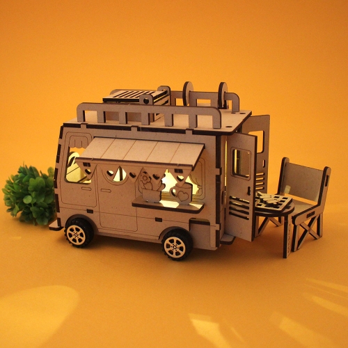 우드DIY 캠핑카 무드등 만들기 조립 자동차 미니어쳐 색칠놀이