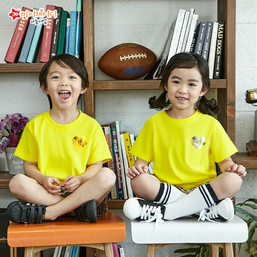 국내산 쿨론100％ 반짝반짝 포일 아트 반팔 골드 실버 티셔츠_하트인러브 ★심플디자인★