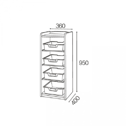 고무 컬러바구니장 4인용