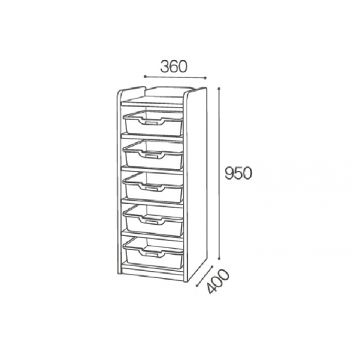 고무 컬러바구니장 5인용