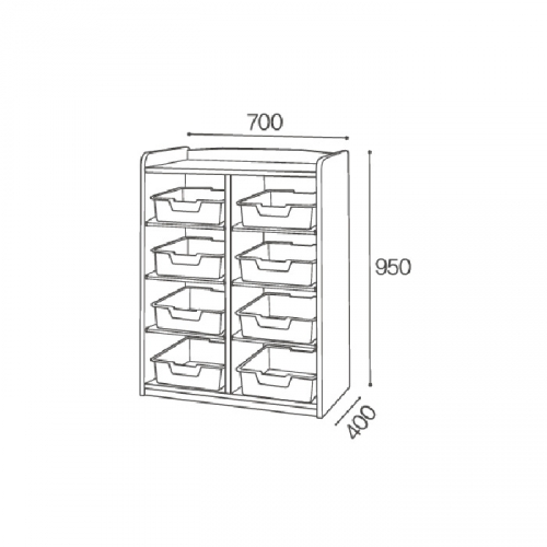 고무 컬러바구니장 8인용