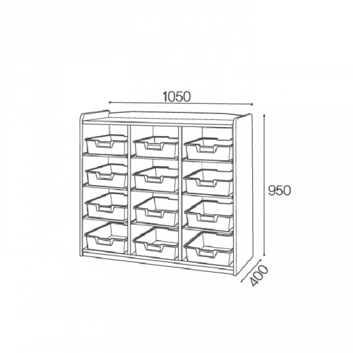 고무 컬러바구니장 12인용